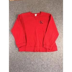 Vintage Calvin Klein Jeans Sweatshirt Womens Large Red Crewneck Logo 90s Retro
